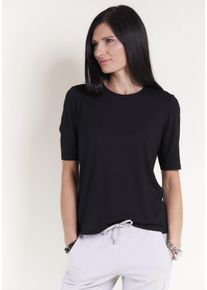 Seidel Moden Damen T-Shirt, schwarz, Basic, Gr. 44, unifarben, Jersey, Obermaterial: 96% Viskose, 4% Elasthan, Shirts, mit Rundhalsausschnitt, MADE