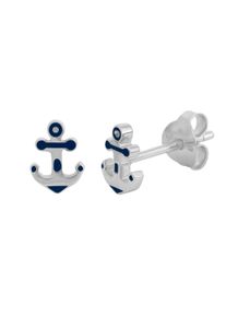 Vivance Damen Paar Ohrstecker "925/- Sterling Silber rhodiniert Anker Lack blau", ONE-SIZE, Silber 925 (Sterlingsilber), weiß, Silber 925