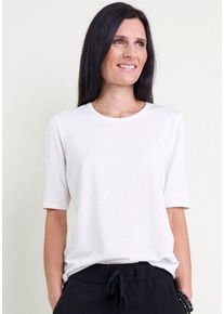 Seidel Moden Damen T-Shirt, weiß, Basic, Gr. 34, unifarben, Jersey, Obermaterial: 96% Viskose, 4% Elasthan, Shirts, mit Rundhalsausschnitt, MADE IN
