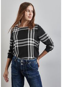 Street One Damen Langarmbluse, schwarz, casual, Gr. 40, kariert, Stoff, 100% Viskose, Blusen, aus softer Viskose