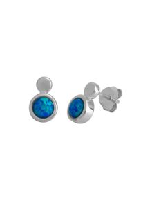 Vivance Damen Paar Ohrstecker "925/- Sterling Silber rhodiniert imit. Opal blau", ONE-SIZE, Silber 925 (Sterlingsilber), weiß, Silber 925