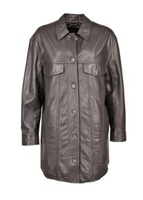 Maze Damen Langjacke "4202126", grau, Gr. M, Obermaterial: 100% Lammleder / Ärmelfutter: 100% Polyester, Jacken