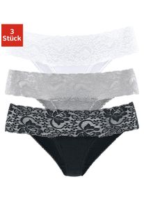 Vivance Damen Brasilslip, Gr. 32, schwarz-weiß, Single Jersey, Obermaterial: 95% Baumwolle, 5% Elasthan. Spitze: 93% Polyamid, 7% Elasthan (LYCRA),