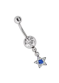 Adelia´s ADELIA ́S Damen Bauchnabelpiercing "Piercing Bauchnabelpiercing", blau, Chirurgiestahl, Piercings, Banane mit 8 mm Zirkoniakugel in klar