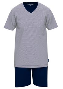 Tom Tailor Herren Shorty "Nevada", Gr. 48, blau, Single Jersey, Obermaterial: 100% Baumwolle, gestreift, casual, Homewear-Sets, mit coolem