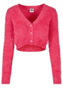 Urban Classics Damen Strickjacke "Urban Classics Damen Ladies Cropped Feather Cardigan", rot, Gr. L, unifarben, 51% Polyacryl, 49% Polyamid,