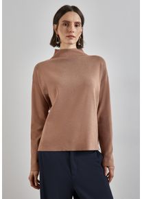 Street One Damen Strickpullover, braun, casual, Gr. 42, unifarben, Stoff, 52% Viskose, 28% Polyester, 20% Polyamid, Pullover, mit Stehkragen