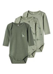 name it Baby Schlafoverall "NBMBODY 3P LS GREEN DINO NOOS", Gr. 50, grün, Jersey, Obermaterial: 100% Baumwolle, bedruckt, casual, Overalls