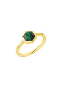 Celesta Damen Fingerring "925 Sterling Silber vergoldet Malachit", 054 (17,2), Silber 925 (Sterlingsilber), gelb, Silber 925 (Sterlingsilber),