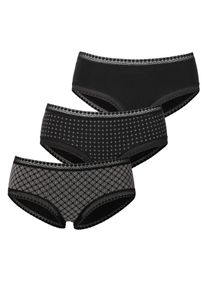 Lascana Damen Panty, Gr. 32, schwarz, Jersey, Obermaterial: 95% Baumwolle, 5% Elasthan. Spitze: 90% Polyamid, 10% Elasthan, bedruckt, unifarben,