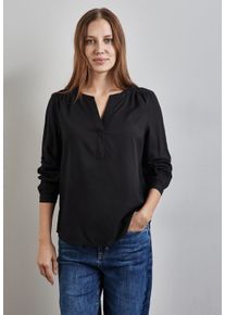 Street One Damen Langarmbluse, schwarz, casual, Gr. 42, unifarben, Stoff, 100% Viskose, Blusen, aus seidiger Viskose