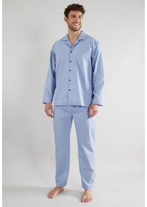 Tom Tailor Herren Pyjama, Gr. 48, blau, Popeline, Obermaterial: 100% Baumwolle, kariert, casual, Homewear-Sets, mit durchgängiger Knopfleiste