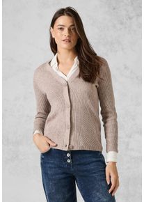 Cecil Damen Cardigan, beige, casual, Gr. L, unifarben, Stoff, 33% Polyester, 31% Polyacryl, 24% Baumwolle, 12% Nylon, Strickjacken, mit V-Ausschnitt