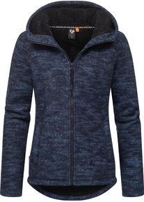 Ragwear Damen Kapuzenstrickjacke "Lyshka Melange", blau, sportlich, Gr. M, Grobstrick, Obermaterial: 56% Baumwolle, 44% Polyester; Innenfutter: 100%