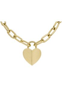 Fossil Damen Kette mit Anhänger "HARLOW, JF04656710, JF04657040", Edelstahl, L: 50,5cm B: 2,5mm, gold, Edelstahl, B:2,5mm, Halsketten