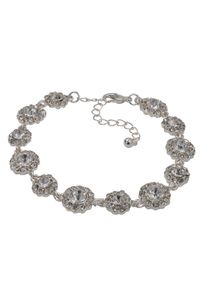 Steuer Damen Armband "Metall weiß 19+5,0cm Blüten Glasstein ohne", 24,0cm, Metall, weiß, Metall, Armbänder