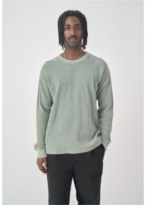 Cleptomanicx Herren Strickpullover "Boxy Crewneck Thermal", grün, casual, Gr. XL, unifarben, 100% Baumwolle, Pullover, im lockeren Schnitt