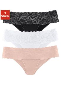 Vivance Damen Brasilslip, Gr. 32, schwarz, Single Jersey, Obermaterial: 95% Baumwolle, 5% Elasthan. Spitze: 93% Polyamid, 7% Elasthan (LYCRA),