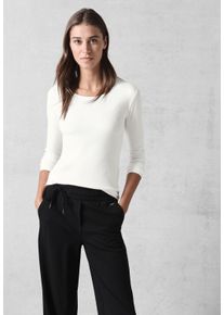 Cecil Damen Langarmshirt, weiß, casual, Gr. XL, unifarben, Web, 100% Baumwolle, Shirts, aus reiner Baumwolle