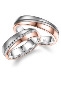 MARRYA Damen Partnerring "Edelstahl Ringe Trauringe Eheringe Partnerringe", 62, Edelstahl, rosa, Edelstahl, Fingerringe