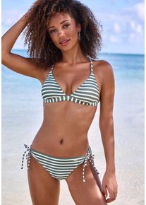 Venice Beach Damen Bikini-Hose "Summer", grün, Gr. 34, gestreift, Polyamid, Badehosen, seitlich zum Binden