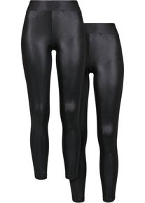 Urban Classics Damen Leggings "Urban Classics Damen Ladies Synthetic Leather Leggings 2-Pack", schwarz, Gr. 5XL, unifarben, 87% Polyester, 13%