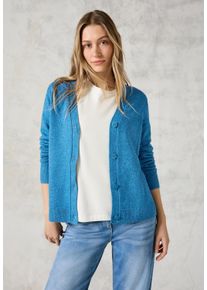 Cecil Damen Cardigan, blau, casual, Gr. XL, unifarben, Web, 37% Baumwolle, 34% Polyacryl, 26% Polyester, 3% Elasthan, Strickjacken, mit Knopfleiste