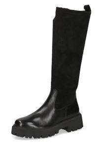 Caprice Damen Winterstiefel, Gr. 38, schwarz, Leder, Textil, unifarben, Veloursleder, klassisch, Schuhe, Blockabsatz, Stiefel, Langschaftstiefel in