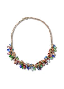 Steuer Damen Collierkettchen "Collier mit bunter Glaszierde", 45cm, Metall, L: 45cm, gelb, Metall, Halsketten