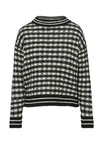 Damen Stehkragenpullover, grau, casual, Gr. 40, s.Oliver BLACK LABEL, kariert, Strick, Obermaterial: 31% Baumwolle, 25% Polyacryl, 19% Polyamid, 16%