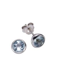 ZEEme Damen Paar Ohrstecker "Silber 925 rhodiniert mit 2x Blautopas (beh.) 7,5mm", ONE-SIZE, Silber 925 (Sterlingsilber), weiß, Silber 925