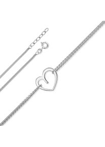 ONE ELEMENT Damen Silberarmband "Herz Armband aus 925 Silber 17 cm Ø 1,1 mm", 17, silber, Armbänder, Damen Silber Schmuck Rundankerkette Herz