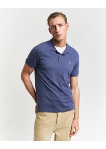Gant Herren Poloshirt "REG SHIELD SS PIQUE POLO", blau, casual, Gr. XXXL, meliert, Jersey, Obermaterial: 100% Baumwolle, Shirts, mit Logo und