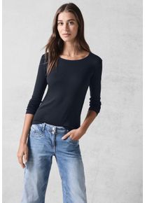 Cecil Damen Langarmshirt, blau, casual, Gr. L, unifarben, Web, 100% Baumwolle, Shirts, aus reiner Baumwolle