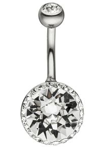 Jobo Damen Bauchnabelpiercing, silber, Edelstahl, Piercings, Edelstahl mit Kristallsteinen