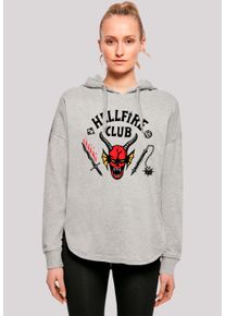 F4NT4STIC Damen Kapuzenpullover "Stranger Things Hellfire Club Netflix TV Series", grau, casual, Gr. XL, Obermaterial: 100% Baumwolle, Pullover,