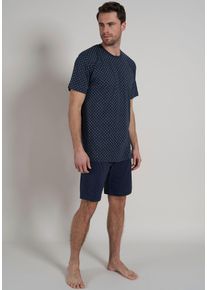 Bugatti Herren Shorty, Gr. 50, blau, Single Jersey, Obermaterial: 100% Baumwolle, gemustert, casual, Homewear-Sets, mit angenehmen Tragegefühl