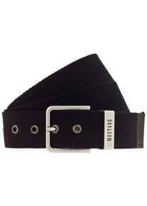 Mustang Damen Stoffgürtel, schwarz, casual,Basic,modisch, Gr. 105, unifarben, Materialmix, Gürtel, Schließe mit Used-Look, Schlaufe mit Logoschriftzug