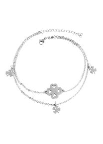 Adelia´s ADELIA ́S Damen Fußkette "Damen Fusskette / Fusskettchen Kleeblatt aus Edelstahl 26+5 cm", silber, Fußkettchen