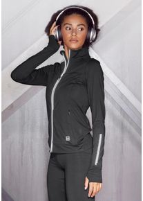 active by Lascana LASCANA ACTIVE Damen Laufjacke, schwarz, sportlich, Gr. XS, unifarben, Obermaterial: 87% Polyester, 13% Elasthan, Jacken, Thermo mit reflektierenden