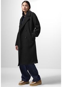 Damen Langmantel, schwarz, casual, Gr. 46, STREET ONE STUDIO, unifarben, Stoff, 90% Polyester, 10% Viskose, Mäntel, aus softem Materialmix