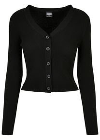 Urban Classics Damen Strickjacke "Urban Classics Damen Ladies Short Rib Knit Cardigan", schwarz, Gr. S, unifarben, 35% Polyacryl, 35% Viskose, 30%