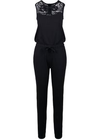 Urban Classics Damen Jumpsuit "Urban Classics Damen Ladies Lace Block Jumpsuit", schwarz, Gr. S, unifarben, 95% Baumwolle, 5% Elasthan, Overalls