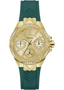 Guess Damen Multifunktionsuhr "ENVY", grün, Armbanduhren, Quarzuhr, Armbanduhr, Damenuhr, Datum, Wochentag, Edelstahlarmband