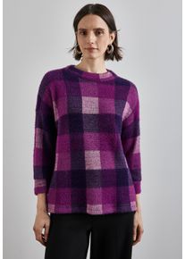 Street One Damen Rollkragenshirt, pink, casual, Gr. 42, kariert, Stoff, 65% Nylon, 20% Polyester, 15% Viskose, Shirts, mit 3/4 Ärmeln