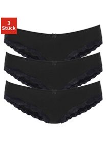 Lascana Damen Slip, Gr. 32, schwarz, Obermaterial: 95% Baumwolle, 5% Elasthan. Spitze: 87% Polyamid, 13% Elasthan, unifarben, Unterhosen, aus