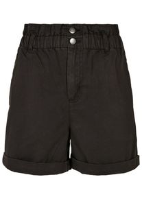 Urban Classics Damen Stoffhose "Urban Classics Damen Ladies Paperbag Shorts", schwarz, Gr. 27, unifarben, 100% Baumwolle, Hosen