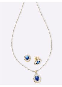 Lady Damen Ketten-Set, Glas-Silber 925 (Sterlingsilber), silber, Glas, Silber 925 (Sterlingsilber), Halsketten