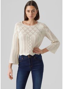 Véro Moda VERO MODA Damen Strickpullover "VMGINGER 3/4 BOATNECK PULLOVER GA NOOS", braun, modisch, Gr. XL, Strick, Obermaterial: 60% Baumwolle, 40% Polyamid,