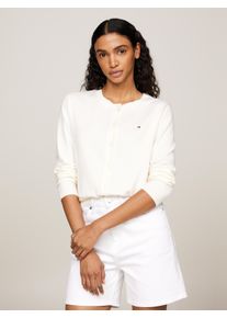 Tommy Hilfiger Damen Cardigan "CO JERSEY STITCH CARDIGAN", weiß, casual, Gr. S, unifarben, Feinstrick, Obermaterial: 67% Baumwolle, 33% Polyamid,